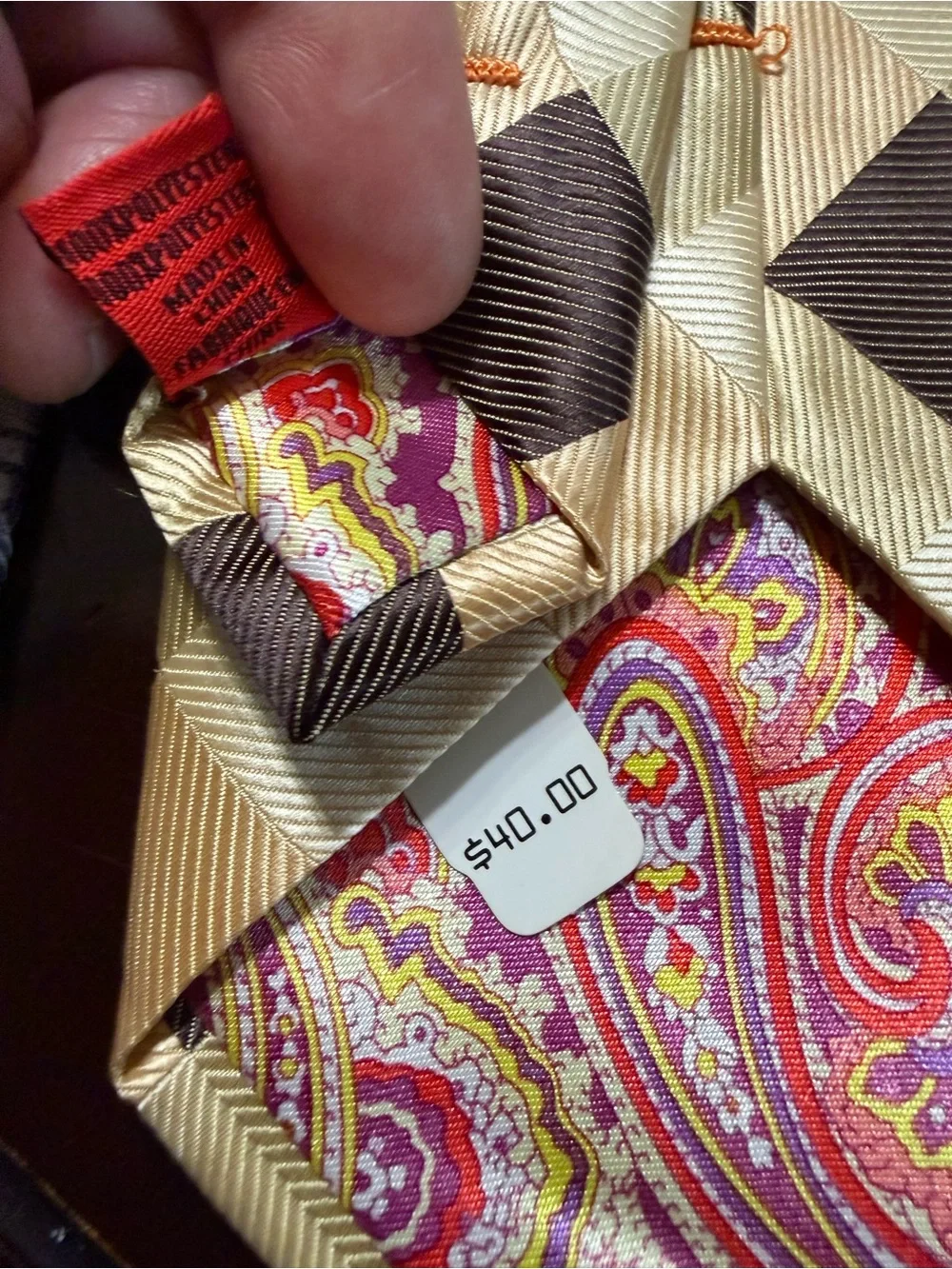 Three-Piece Men's Tie Set - Gray, Gold, Coral Pink